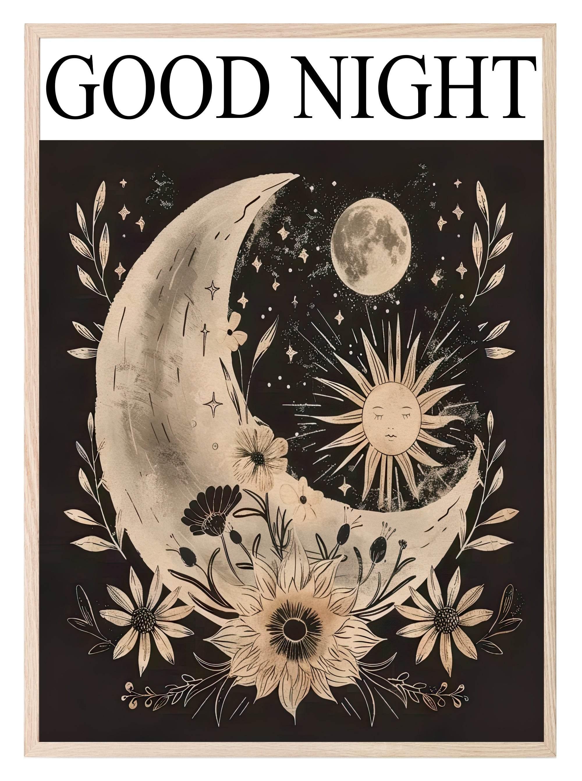 Floral Moon Print Collection | Celestial Wall Art - Larosier Prints
