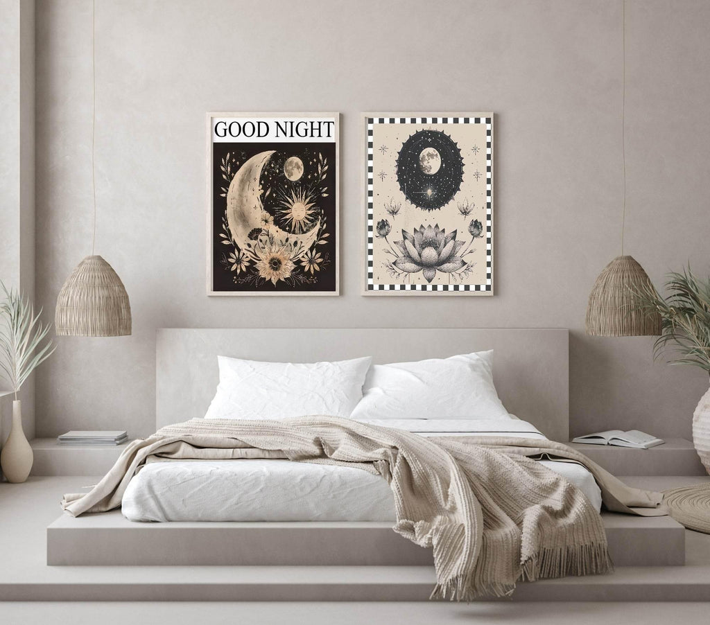 Floral Moon Print Collection | Celestial Wall Art - Larosier Prints