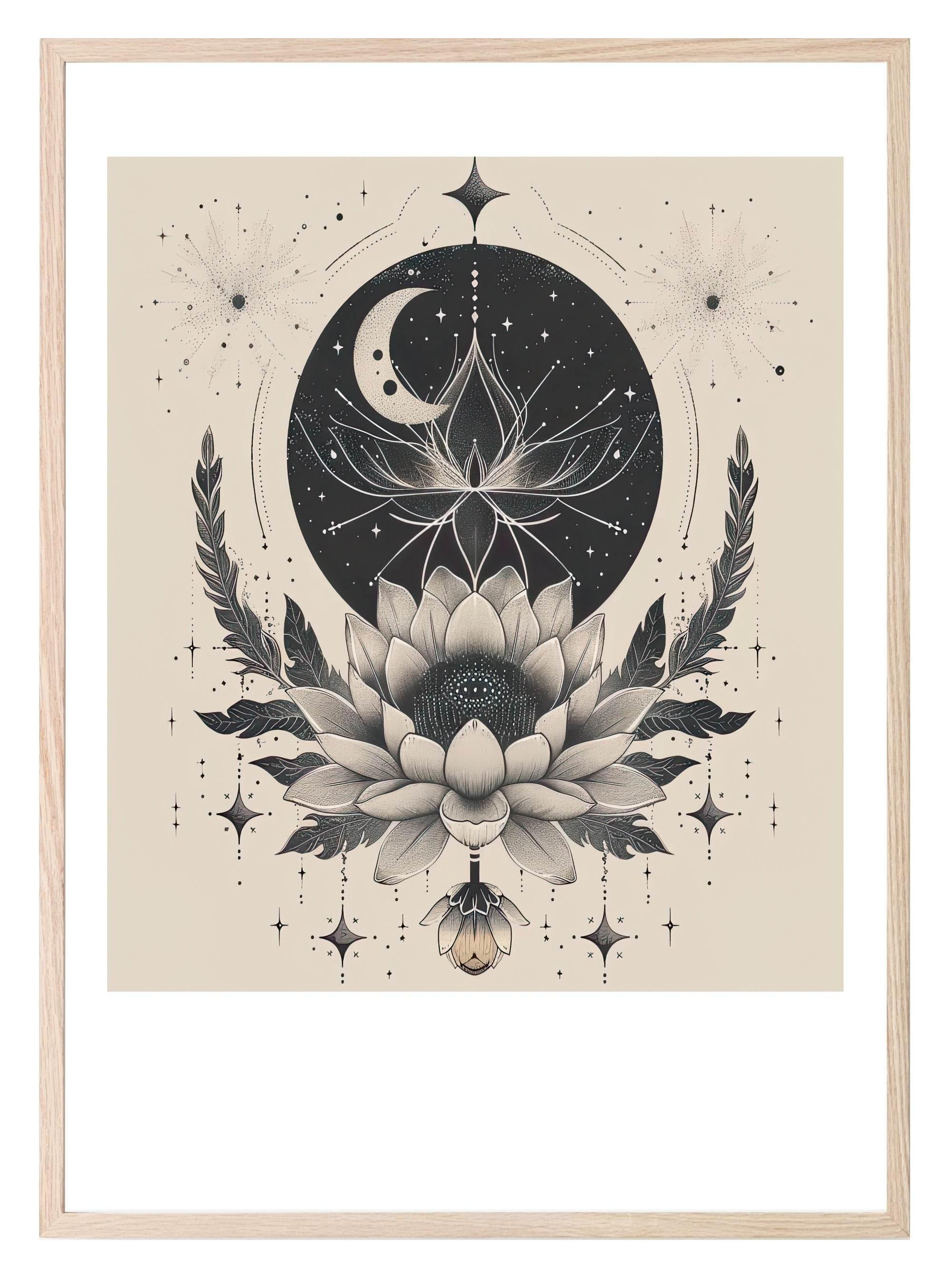 Floral Moon Print Collection | Celestial Wall Art - Larosier Prints