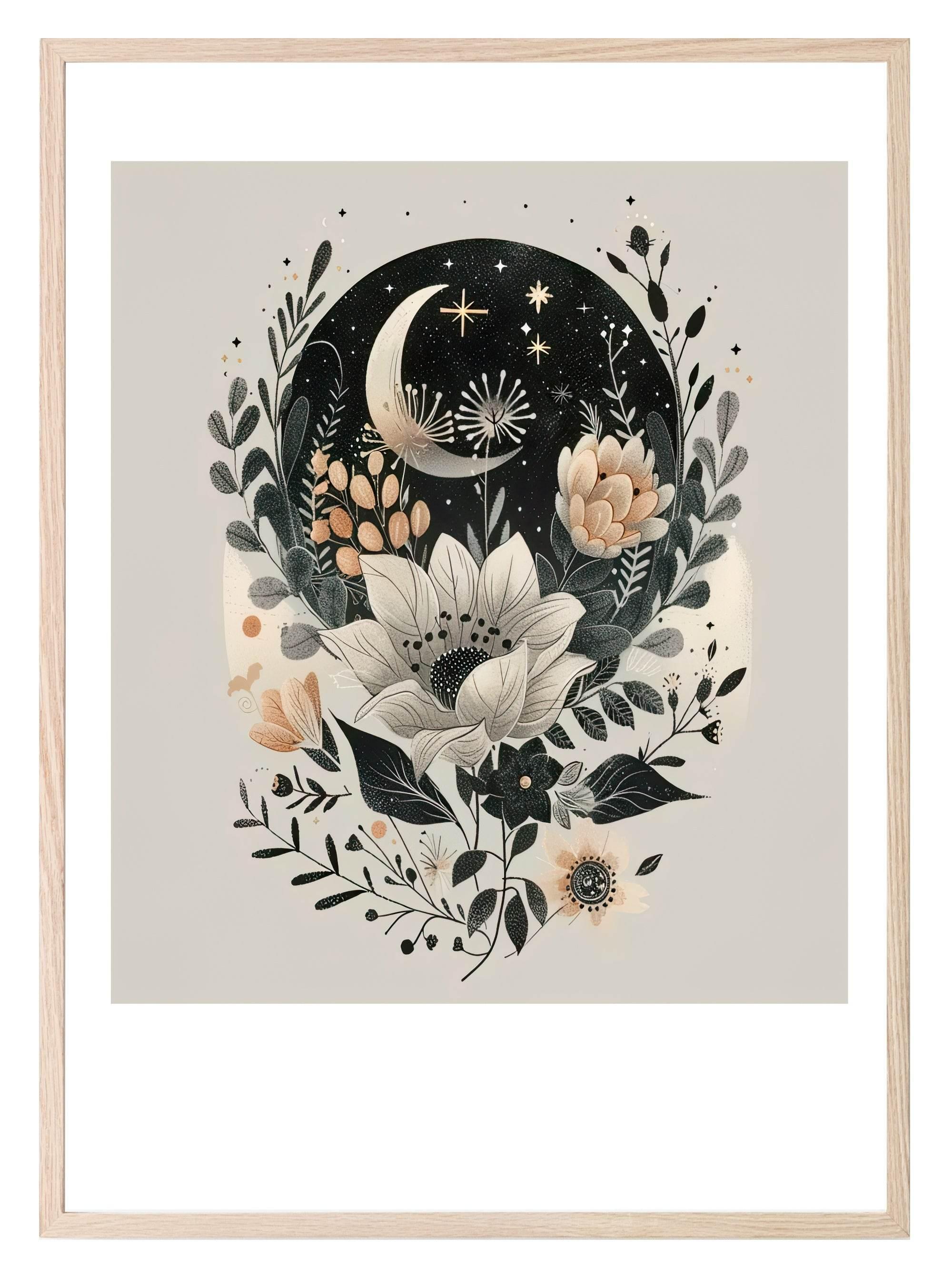 Floral Moon Print Collection | Celestial Wall Art - Larosier Prints