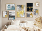 Charcoal, Gold & Blue Abstract Print Collection | Warm & Cosy Wall Art - Larosier Prints