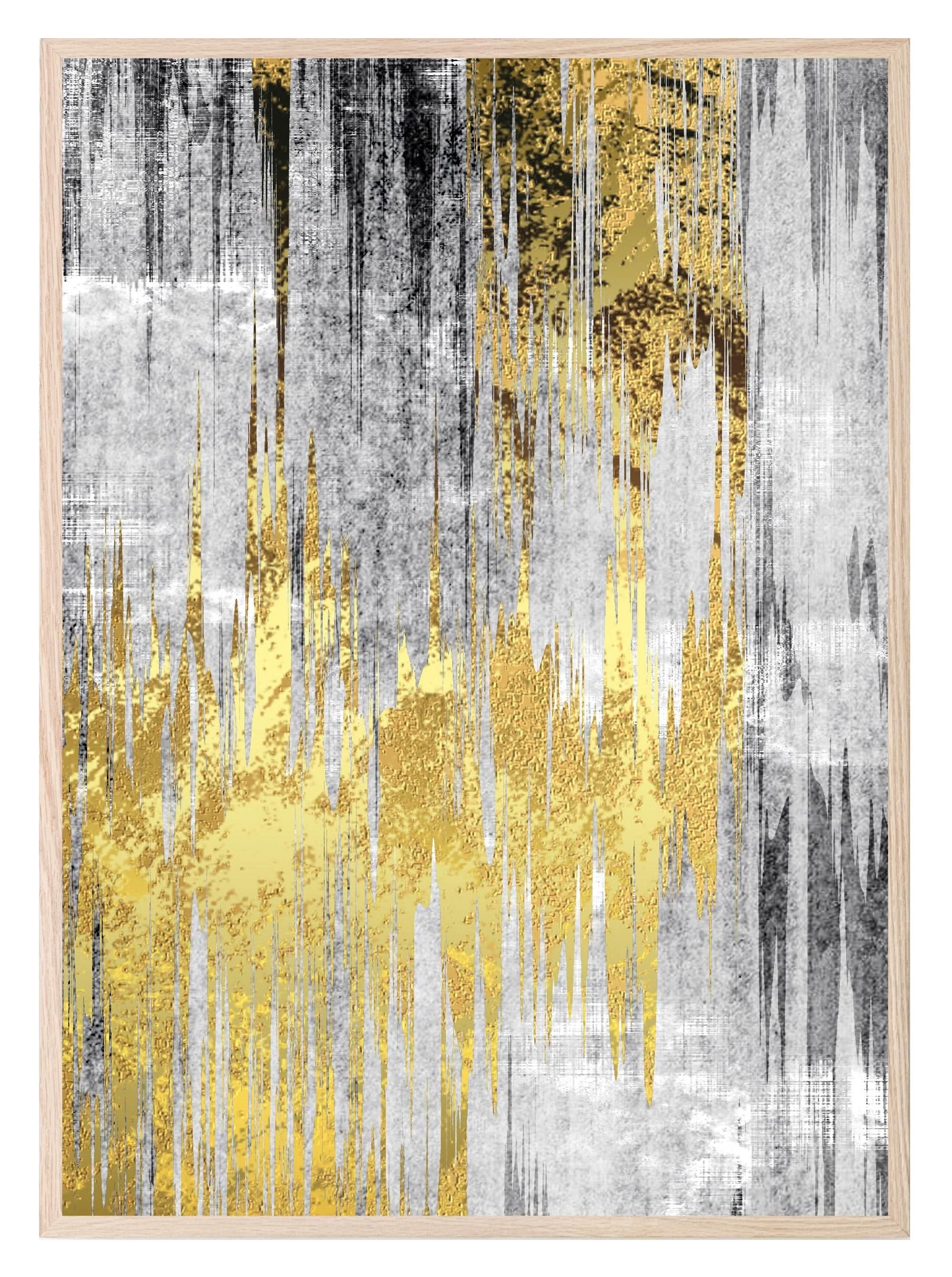 Charcoal, Gold & Blue Abstract Print Collection | Warm & Cosy Wall Art - Larosier Prints