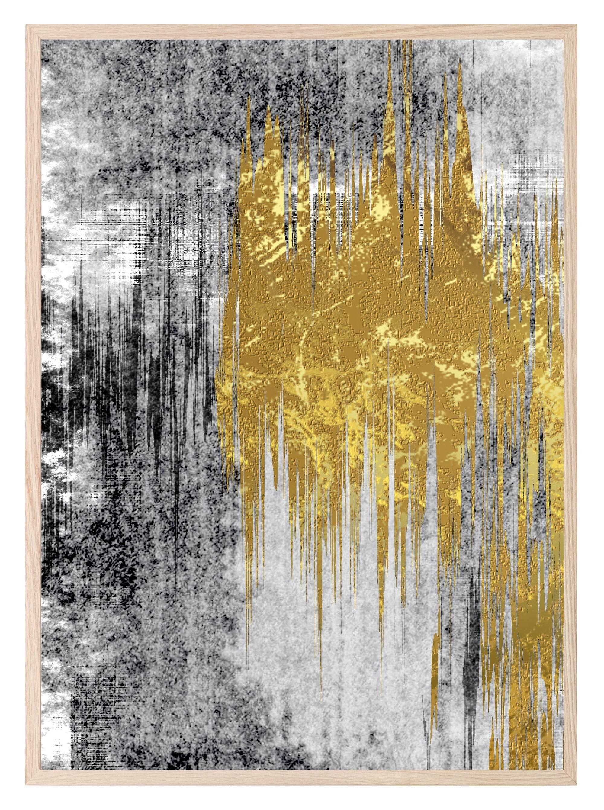 Charcoal, Gold & Blue Abstract Print Collection | Warm & Cosy Wall Art - Larosier Prints