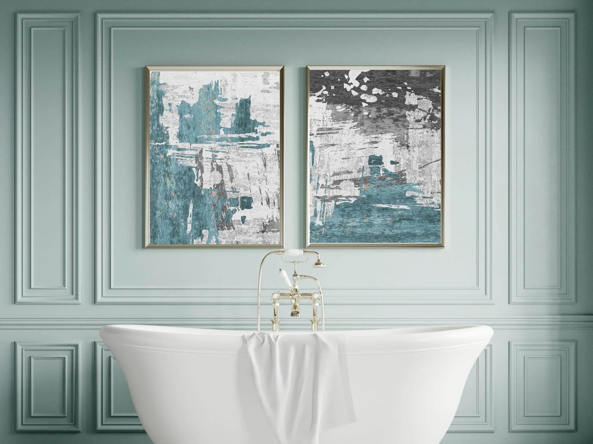 Charcoal, Gold & Blue Abstract Print Collection | Warm & Cosy Wall Art - Larosier Prints