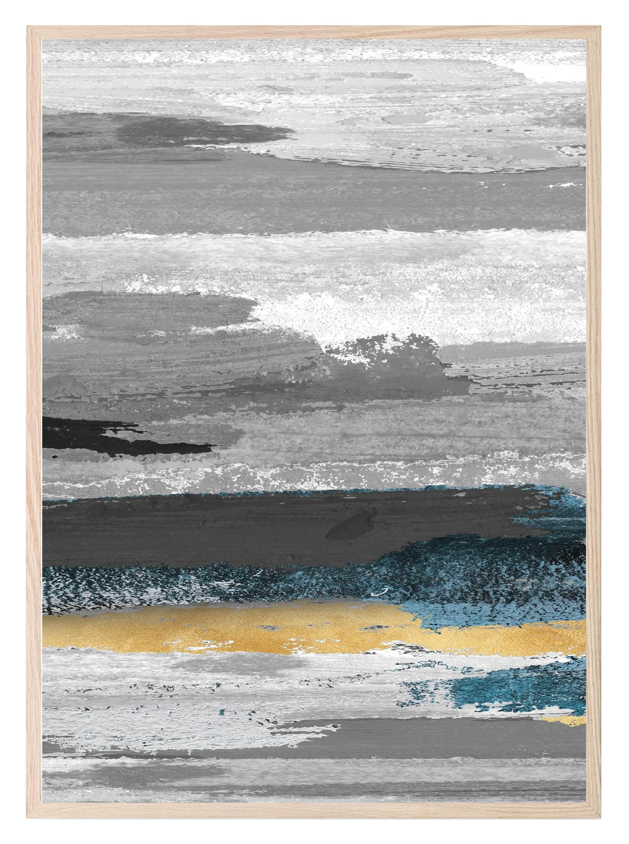 Charcoal, Gold & Blue Abstract Print Collection | Warm & Cosy Wall Art - Larosier Prints