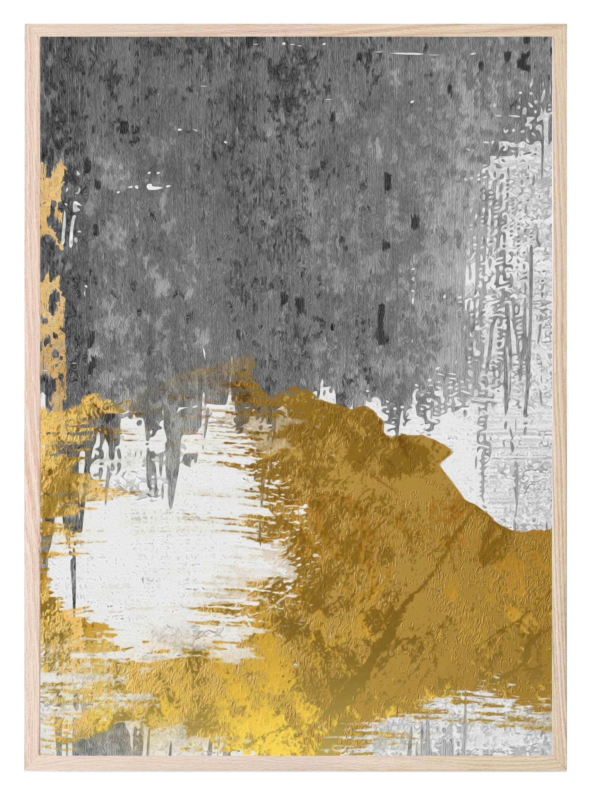 Charcoal, Gold & Blue Abstract Print Collection | Warm & Cosy Wall Art - Larosier Prints