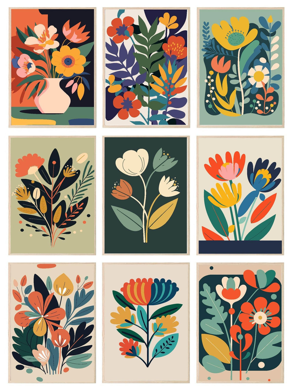 Bright Floral Print Collection II | Botanical Wall Art - Larosier Prints