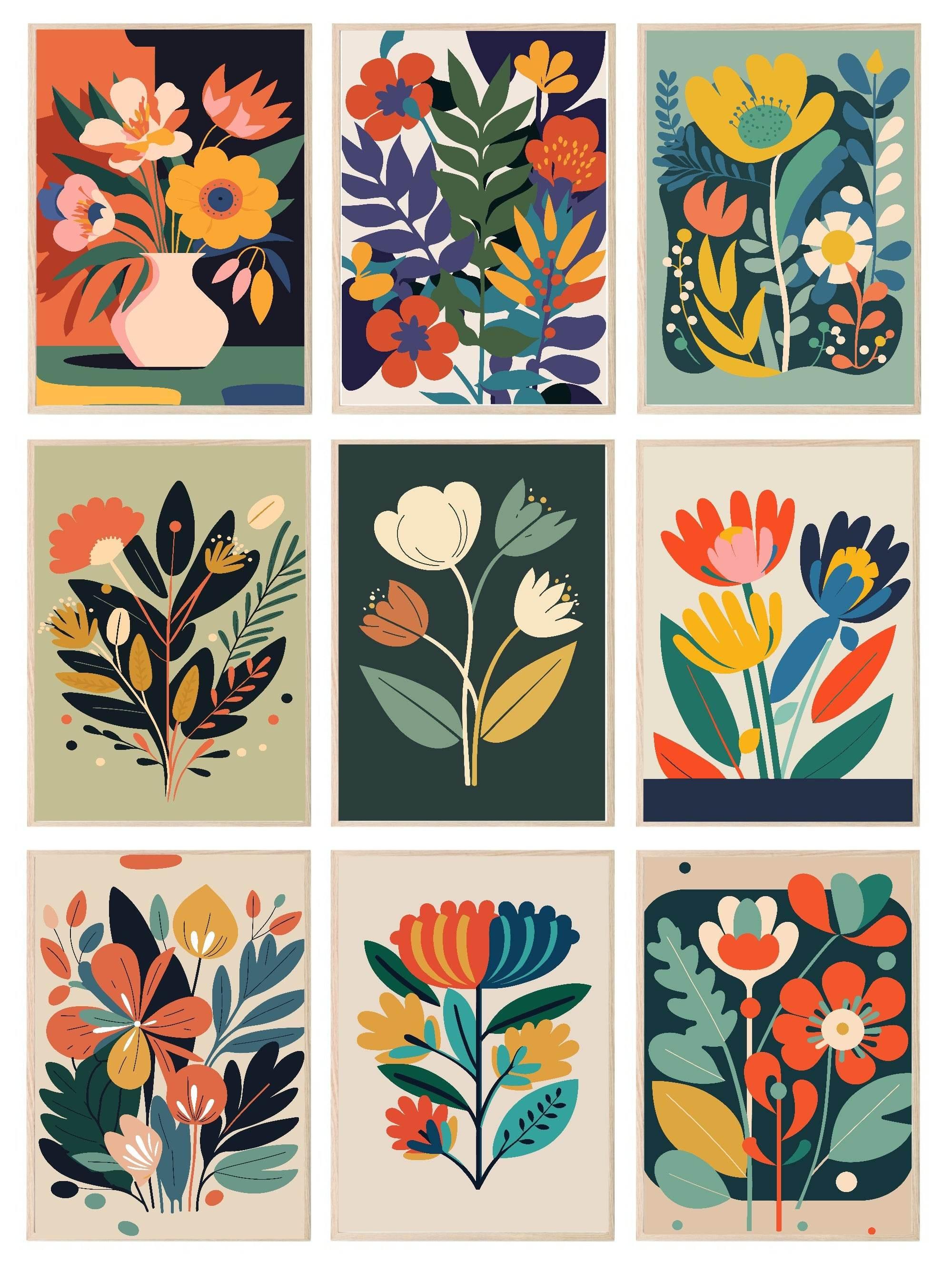 Bright Floral Print Collection II | Botanical Wall Art - Larosier Prints