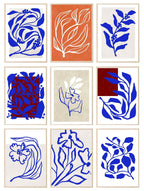 Blue, Red & Orange Abstract Print Collection | Botanical Wall Art - Larosier Prints
