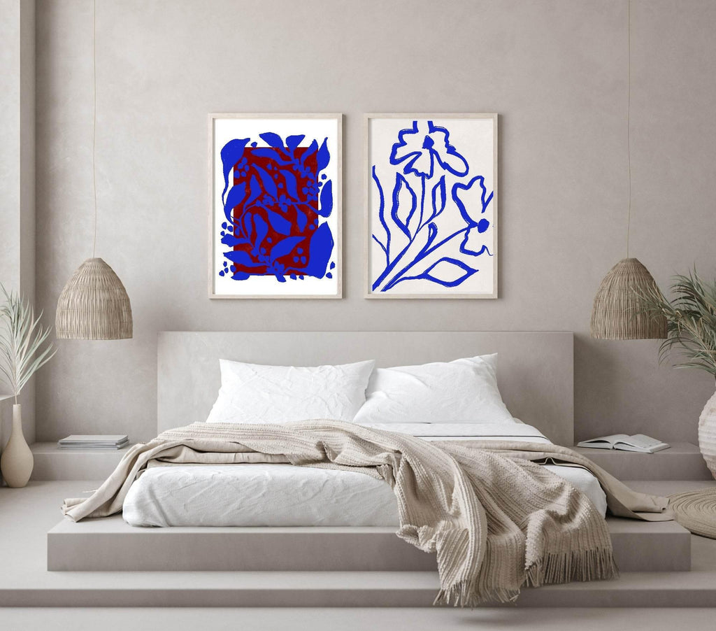 Blue, Red & Orange Abstract Print Collection | Botanical Wall Art - Larosier Prints