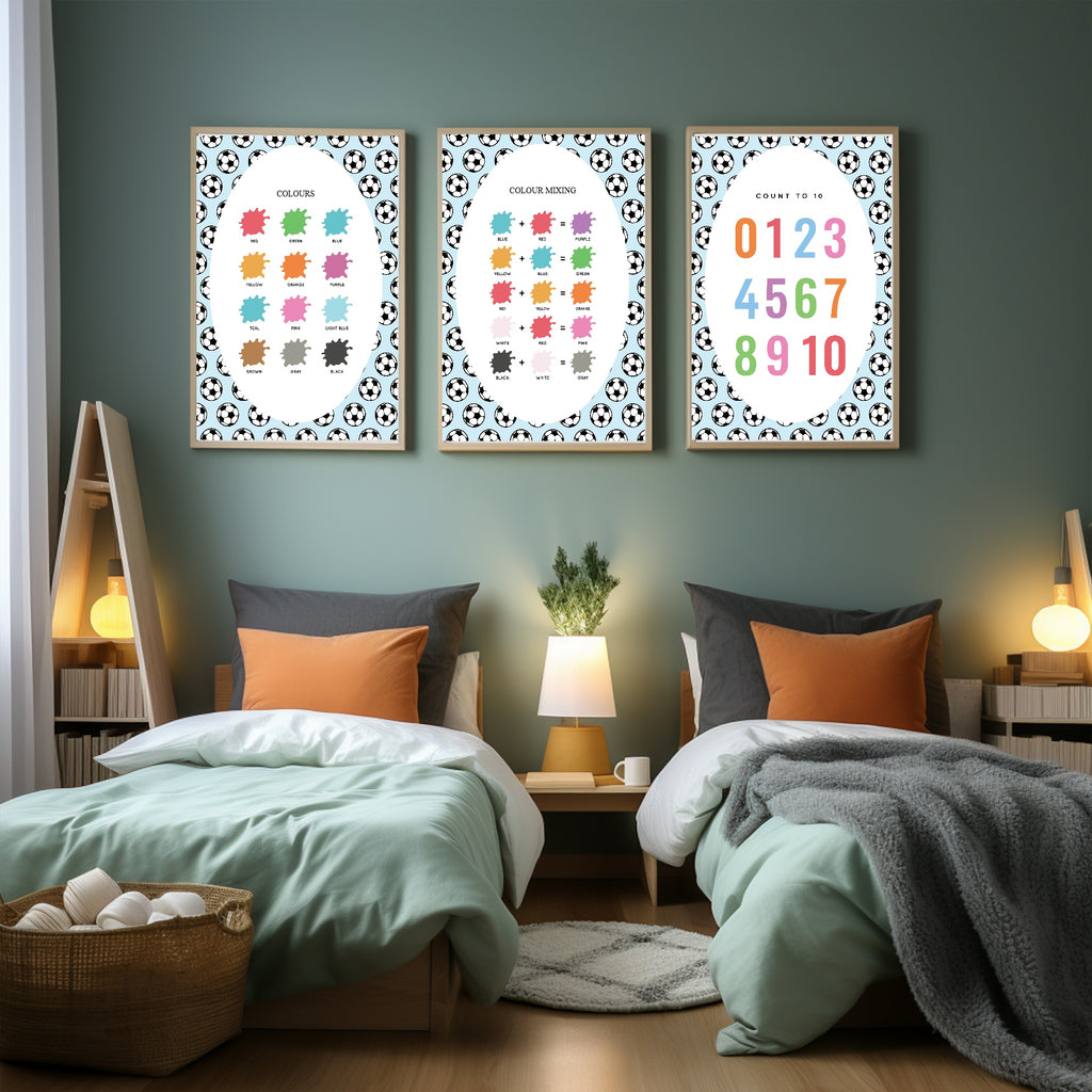 Blue Football Count To 10 Poster | Educational Wall Art