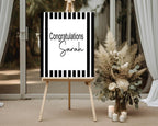 Black & White Stripe Congratulations Party Sign - Larosier Prints