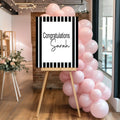 Black & White Stripe Congratulations Party Sign - Larosier Prints
