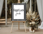 Black & White Stripe Good Luck Party Sign - Larosier Prints
