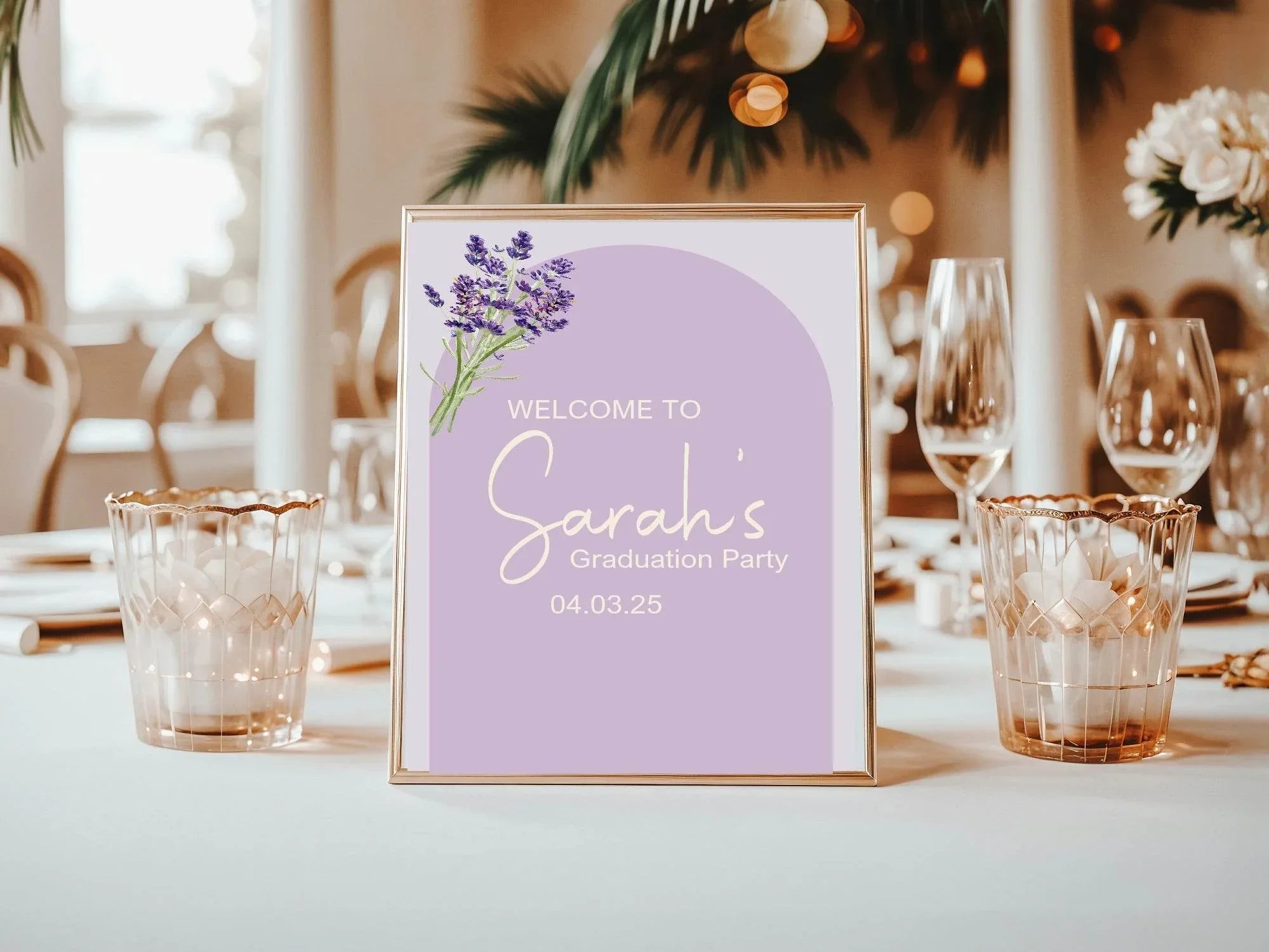 Lavender Graduation Party Sign - Larosier Prints