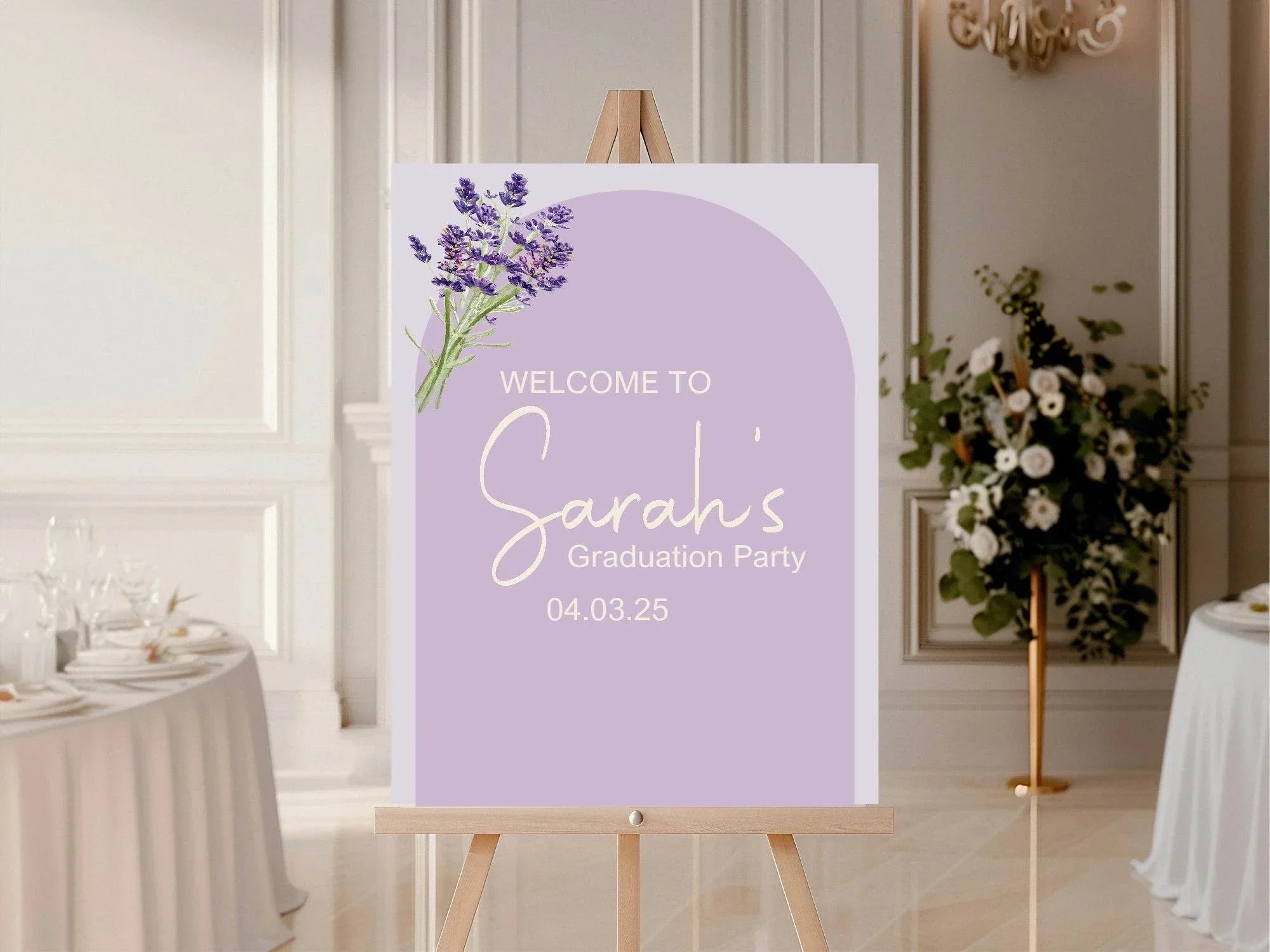 Lavender Graduation Party Sign - Larosier Prints