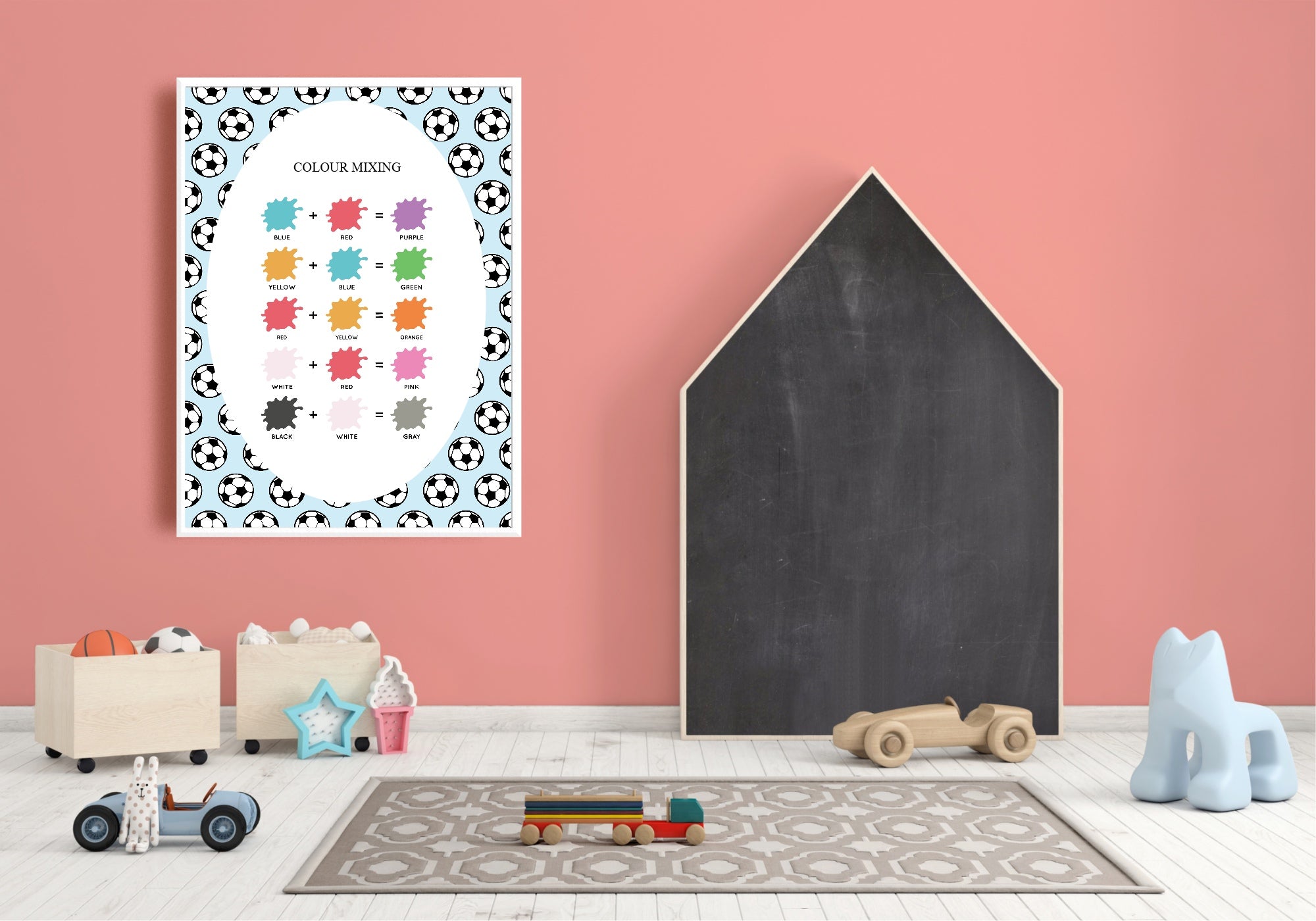Blue Football Colour Mixing Poster | Educational Wall Art