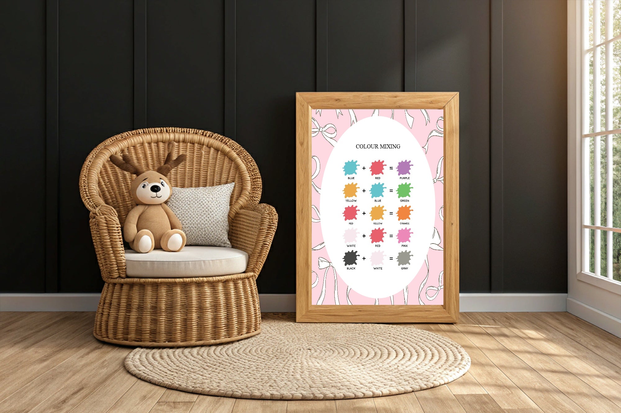 Pink Bow Colour Mixing Poster | Educational Wall Art