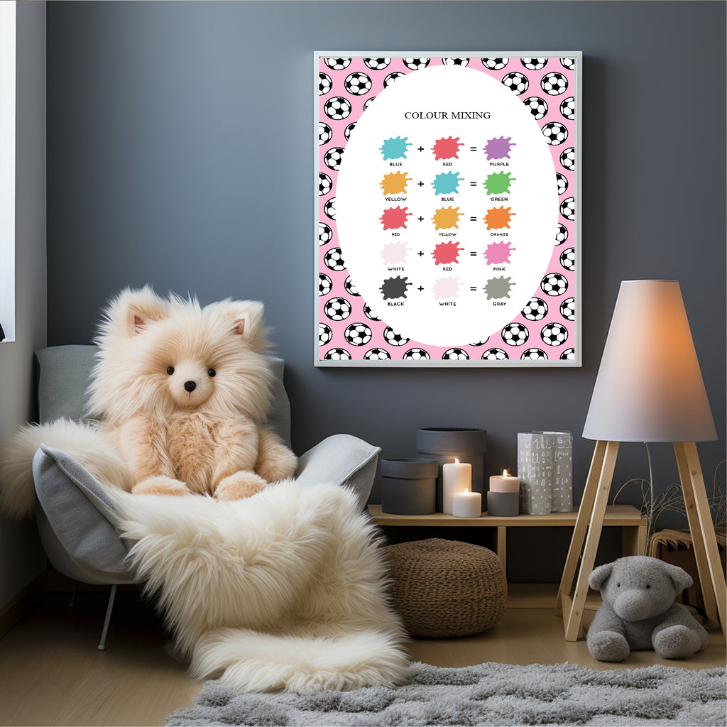 Pink Football Colour Mixing Poster | Educational Wall Art