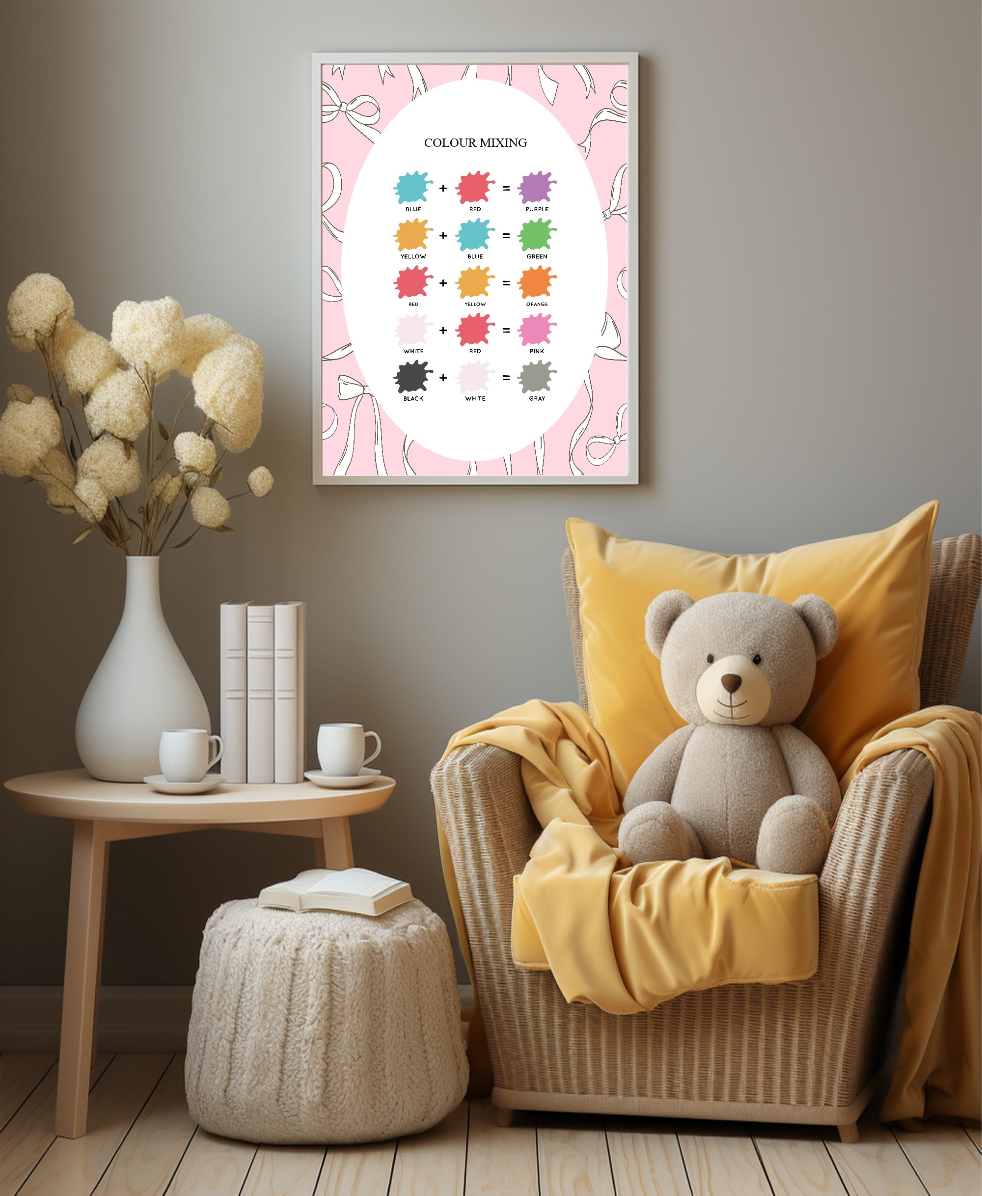 Pink Bow Colour Mixing Poster | Educational Wall Art