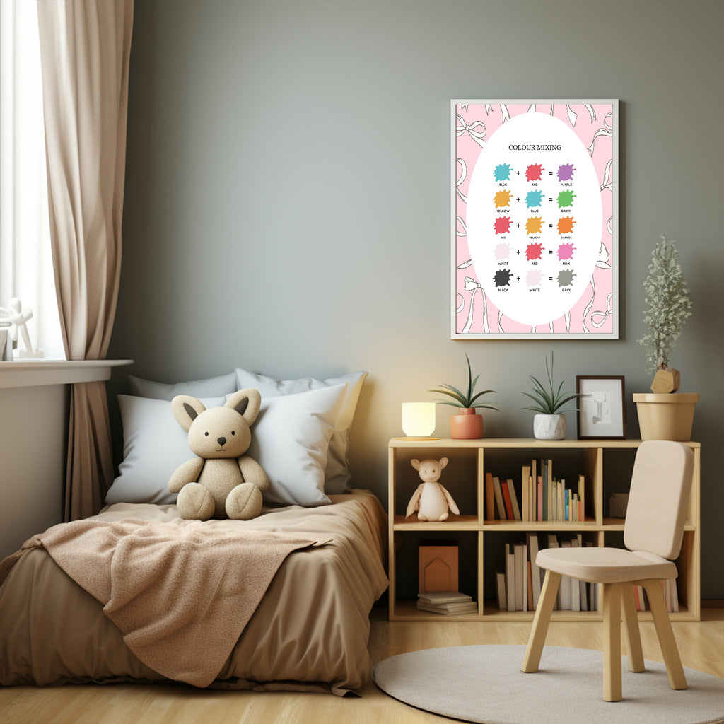 Pink Bow Colour Mixing Poster | Educational Wall Art