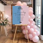 Oh Baby Family Traditions Baby Shower Party Sign | Blue & Pink - Larosier Prints