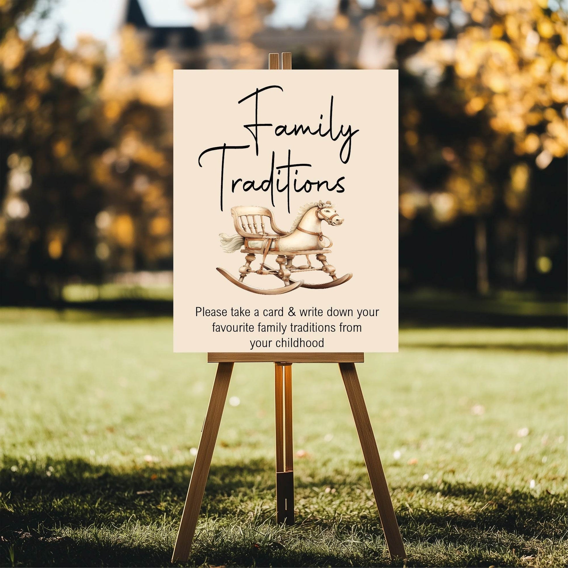 Vintage Family Traditions Baby Shower Party Sign