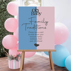 Oh Baby custom baby shower party sign example: Oh Baby Family Traditions Baby Shower Party Sign | Blue & Pink