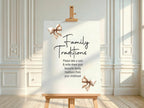 Bows custom baby shower party sign example: Bows Family Traditions Baby Shower Party Sign
