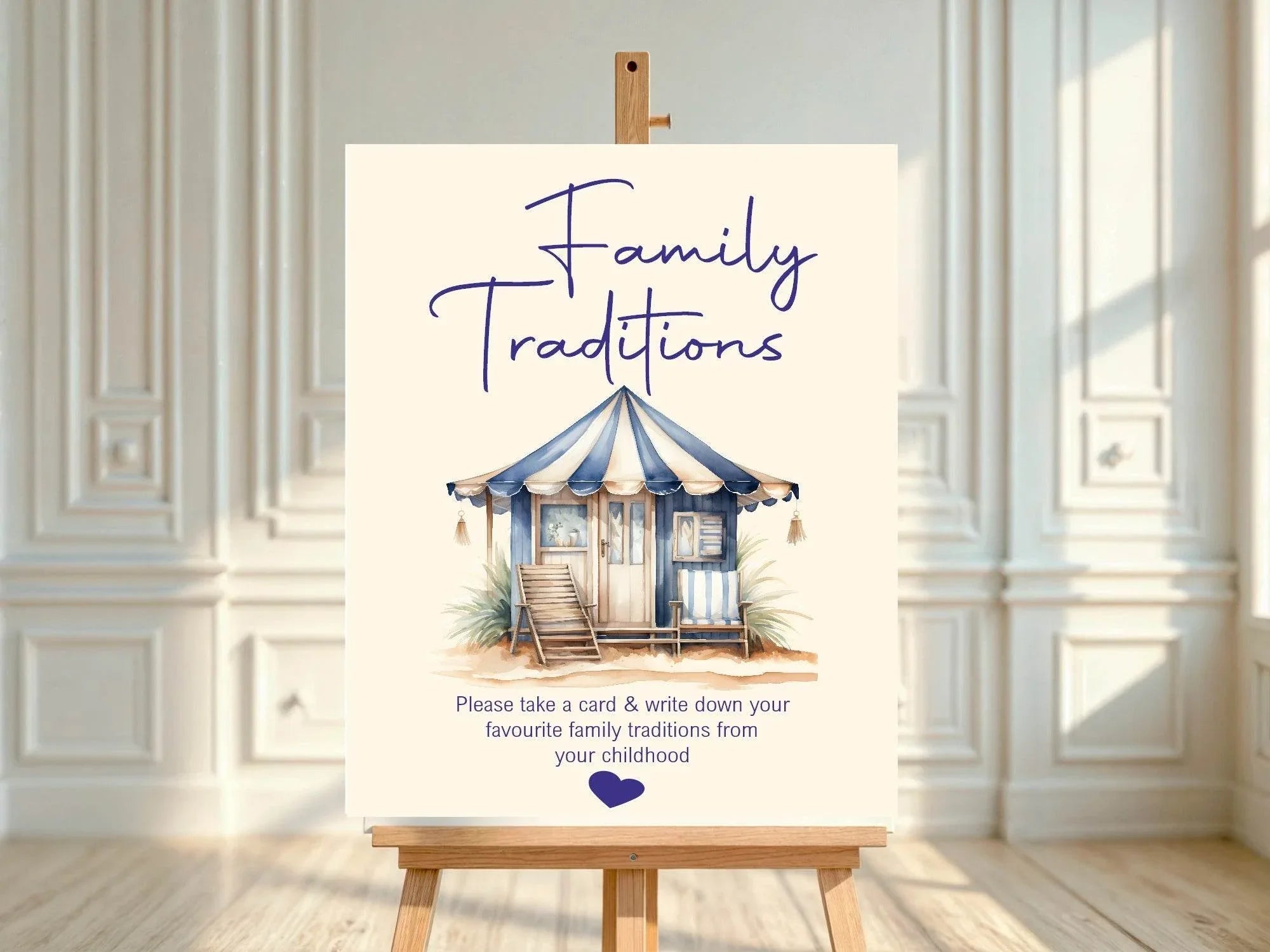 Nautical Family Traditions Baby Shower Party Sign - Larosier Prints