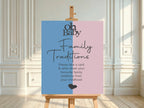 Oh Baby Family Traditions Baby Shower Party Sign | Blue & Pink - Larosier Prints