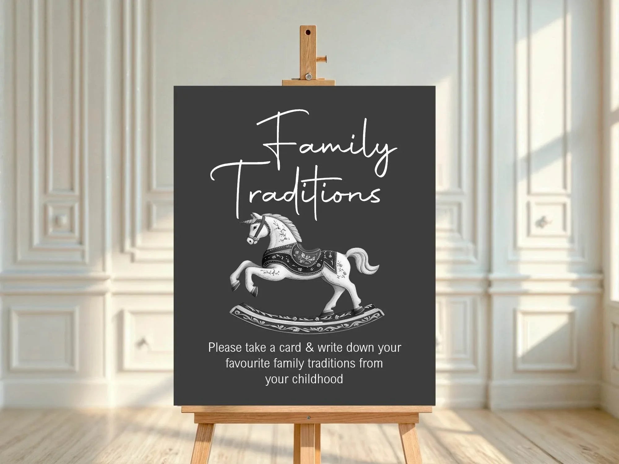 Gothic Family Traditions Baby Shower Party Sign - Larosier Prints