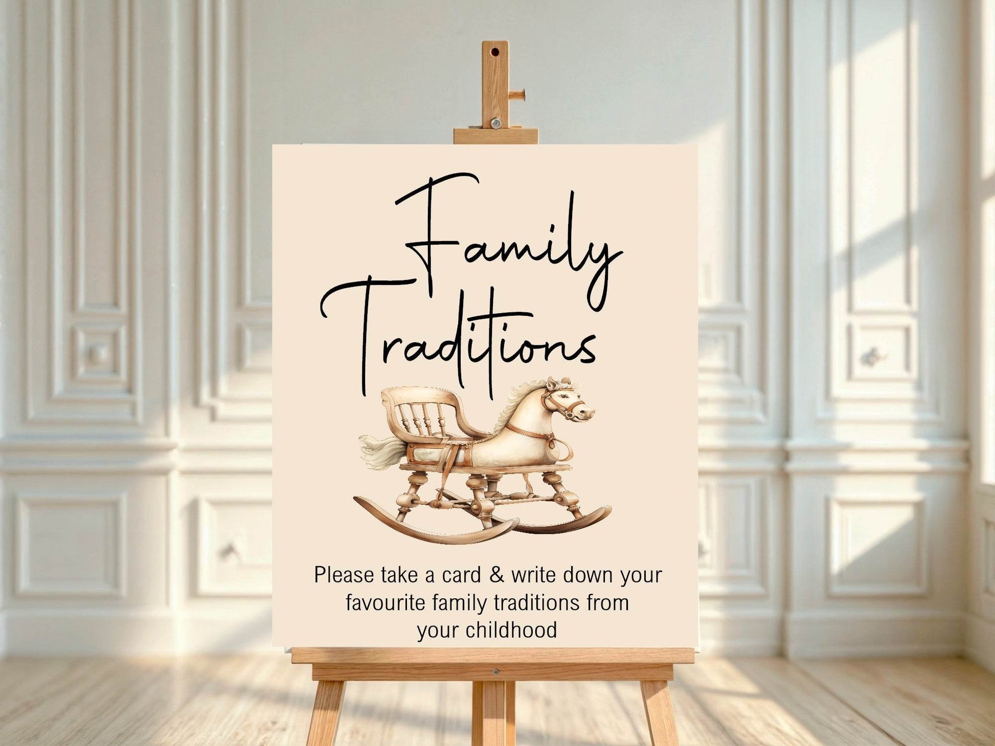 Vintage Family Traditions Baby Shower Party Sign