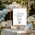 Minimalist Family Traditions Baby Shower Party Sign | Black & White - Larosier Prints