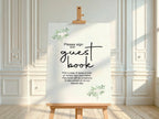 Green & White Rose Guest Book Wedding Party Sign - Larosier Prints