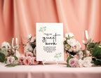 Green & White Rose Guest Book Wedding Party Sign - Larosier Prints