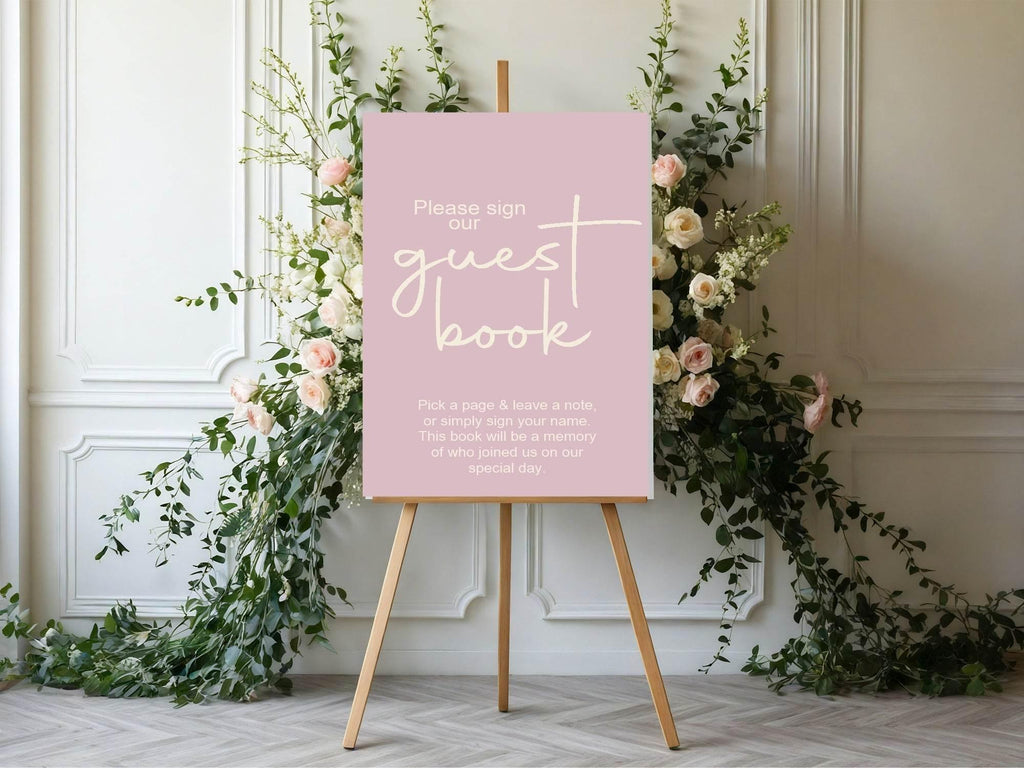 Dusky Pink Guest Book Wedding Party Sign - Larosier Prints