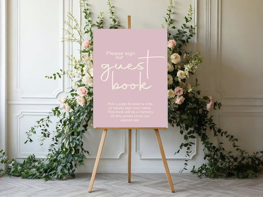 Dusky Pink Guest Book Wedding Party Sign