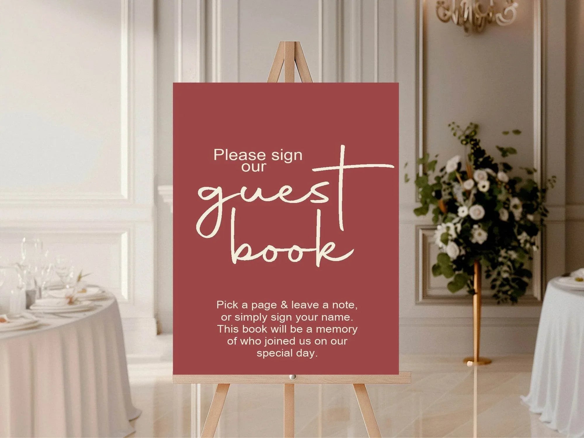 Rosewood Guest Book Wedding Party Sign - Larosier Prints