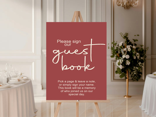 Rosewood Guest Book Wedding Party Sign
