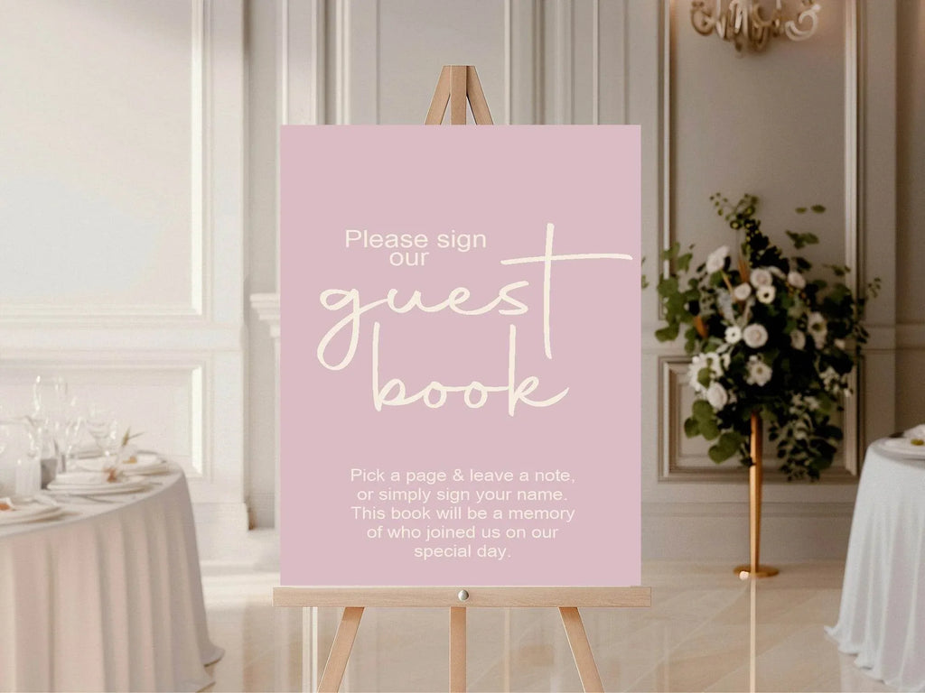 Dusky Pink Guest Book Wedding Party Sign - Larosier Prints