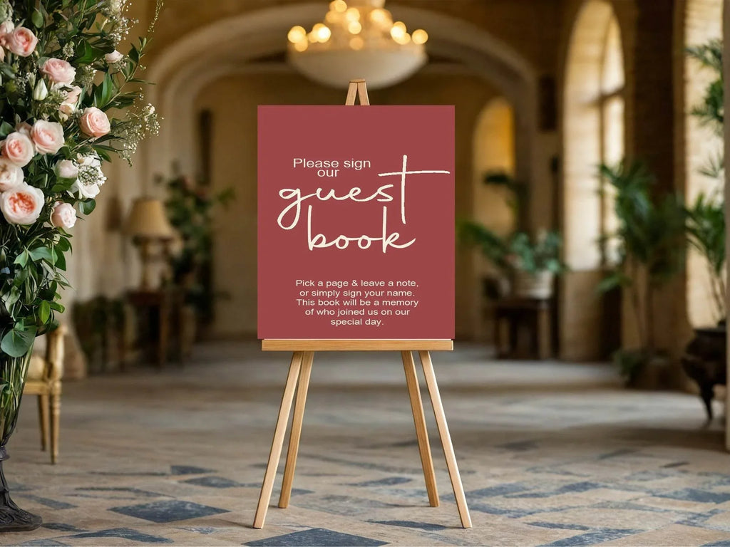 Rosewood Guest Book Wedding Party Sign - Larosier Prints