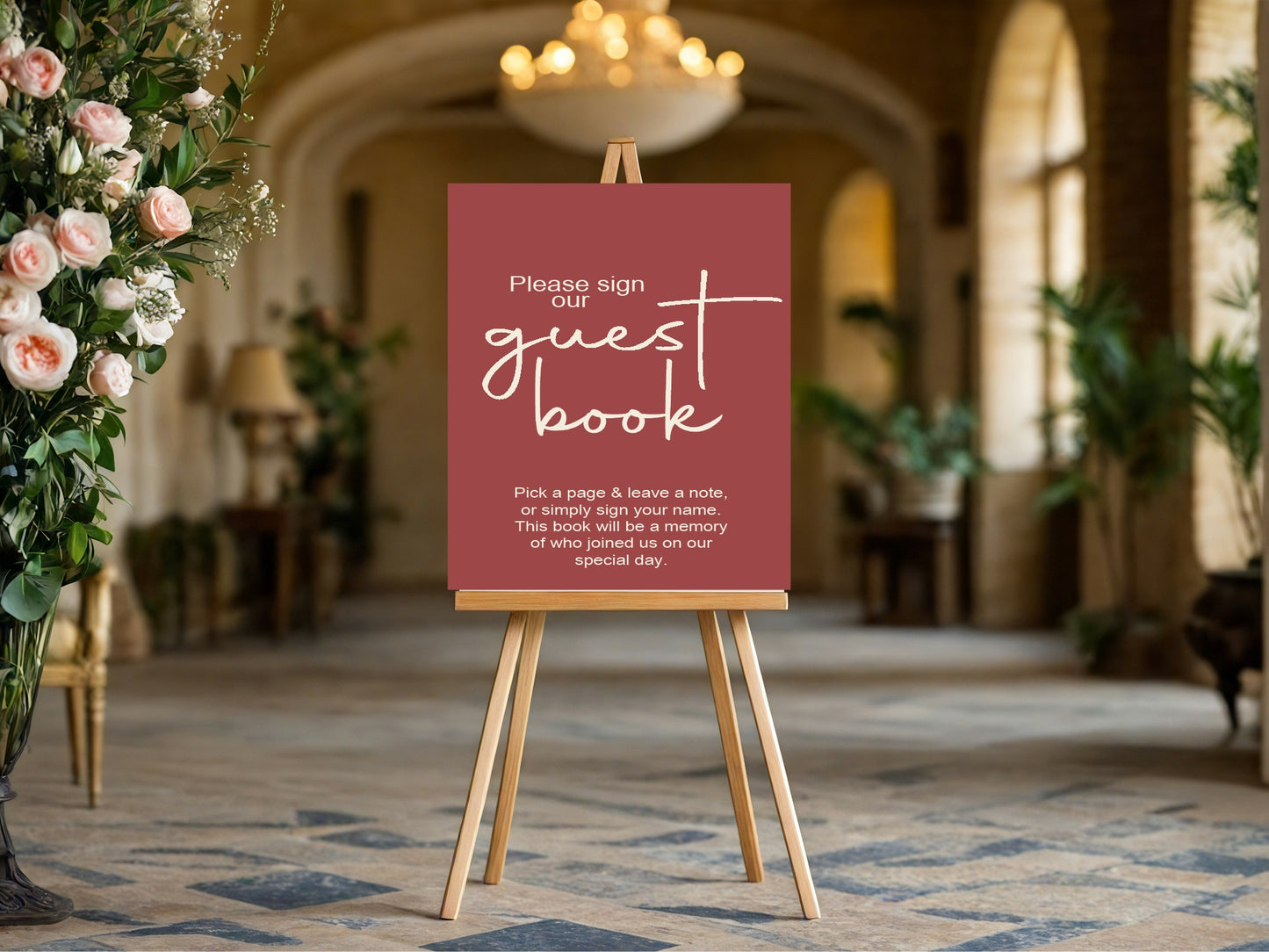 Rosewood Guest Book Wedding Party Sign
