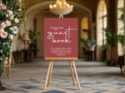 Rosewood Guest Book Wedding Party Sign