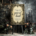 Black Lace Romantic Literature Wedding Guest Book Sign