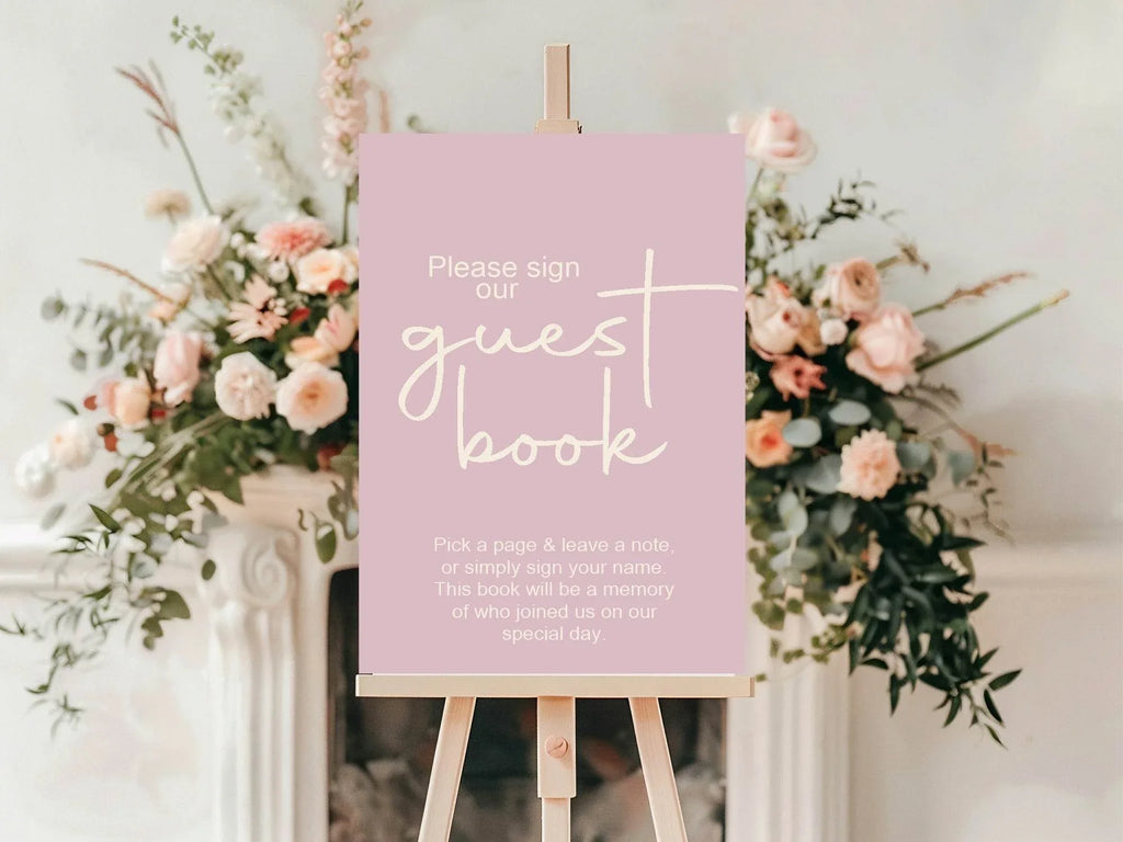 Dusky Pink Guest Book Wedding Party Sign - Larosier Prints
