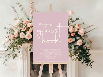 Dusky Pink Guest Book Wedding Party Sign