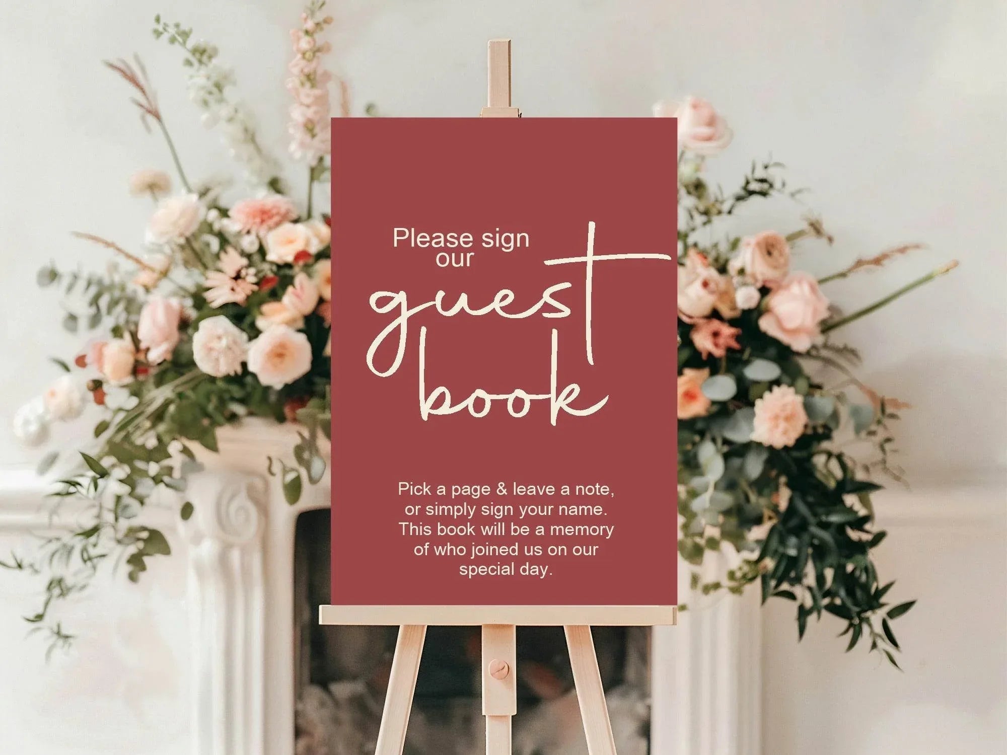 Rosewood Guest Book Wedding Party Sign - Larosier Prints