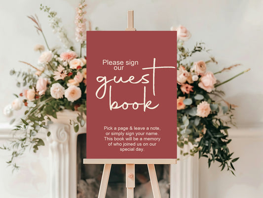 Rosewood Guest Book Wedding Party Sign