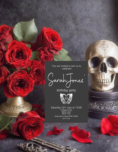 Gothic Birthday Party Invitations & Envelopes | Pack of 10